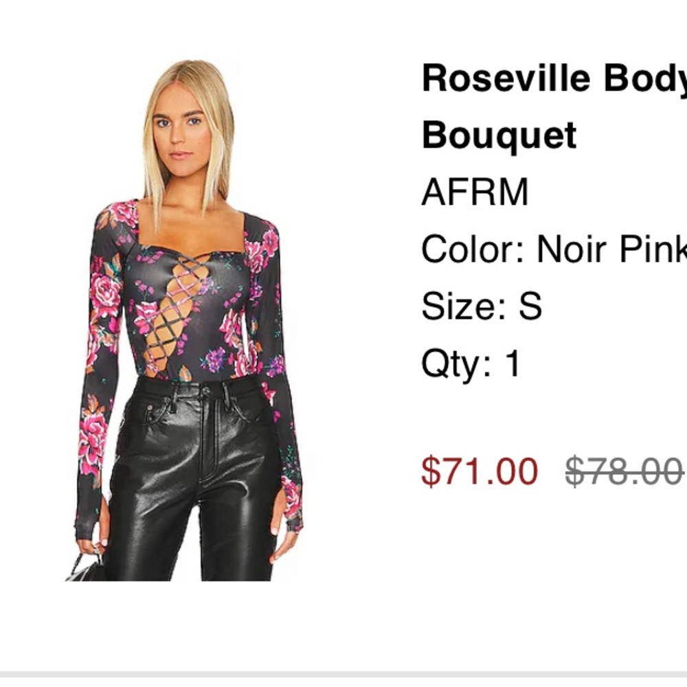 AFRM brand body suit from revolve only worn once !